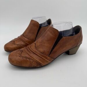 Rieker Brown Leather Slip On Bootie Size 42/US 10-10.5